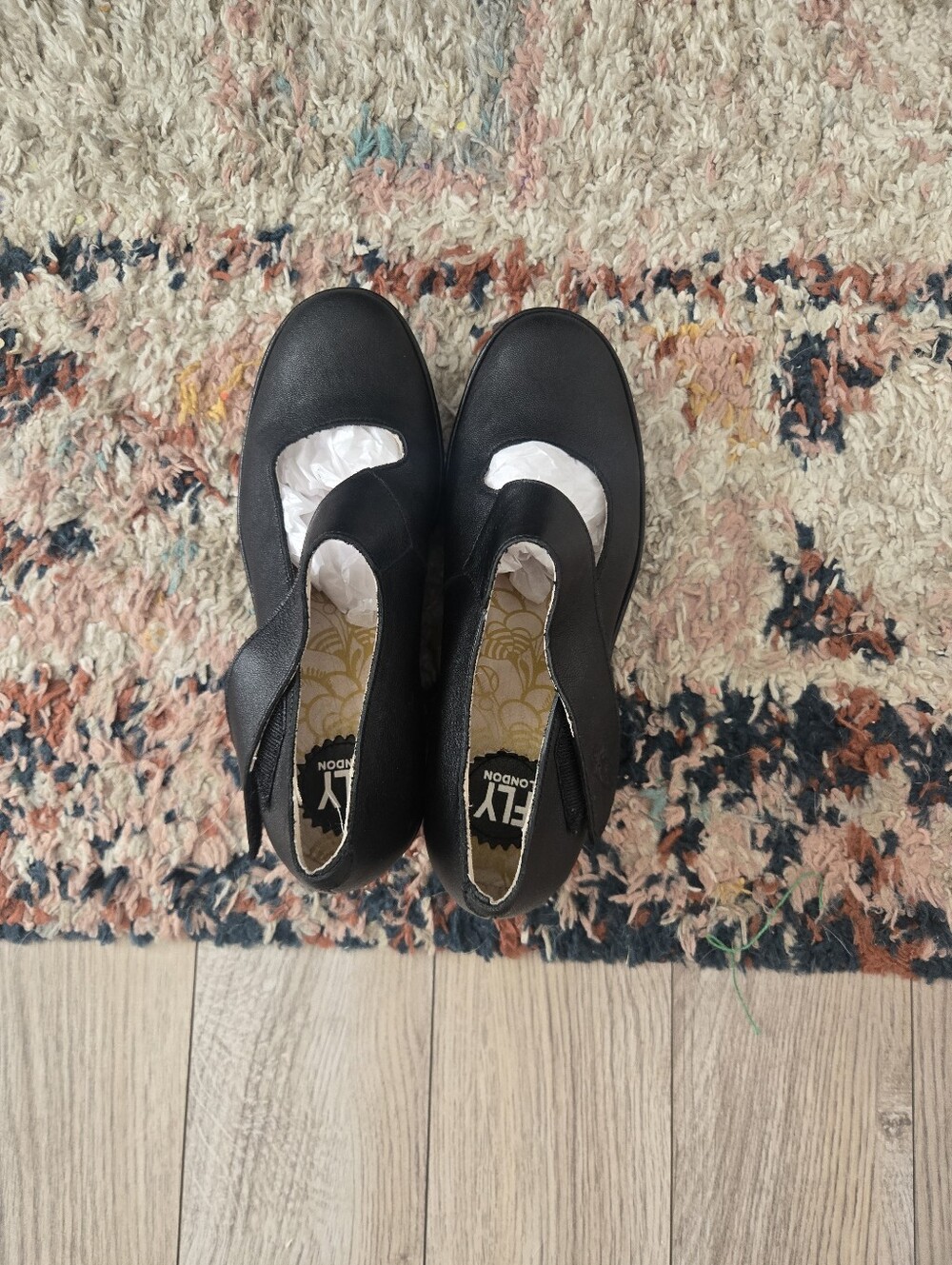 FLY London YASI Black Leather Mary Jane Platform Wedge Shoes - Picture 2 of 7